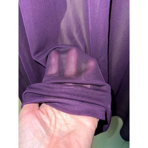 Catherines 22W Petite Sheer Mesh Cardigan Topper Jacket Purple Open 22WP NEW - Picture 4 of 5